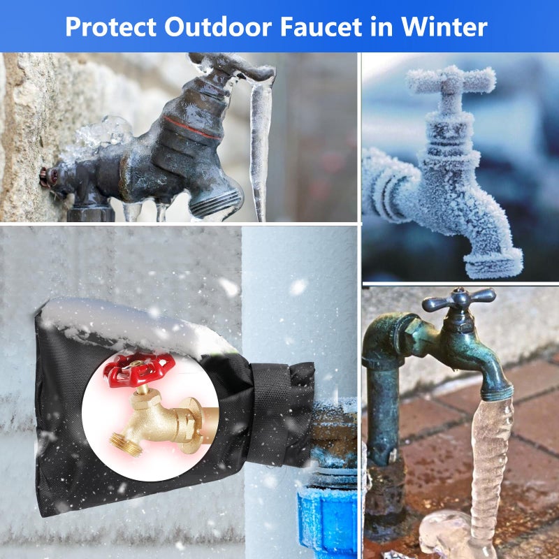 nabreeli Outdoor Faucet Covers 4Pack 8.5""x5.9""x1.9"" Thicker Hose Bib Insulation Cover Waterproof & Frost Free Outside Spigot Cover Bag Insulated Covers - Image 5